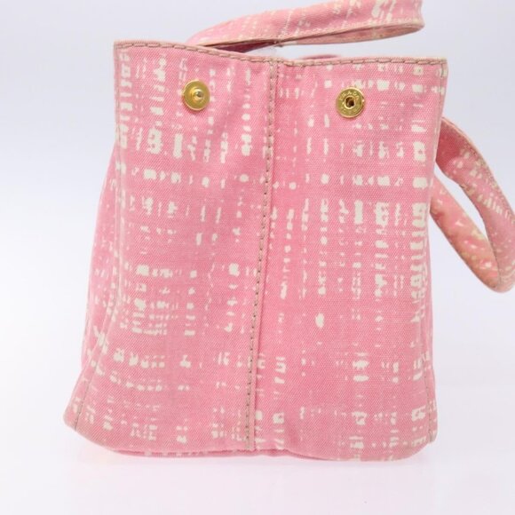 PRADA Canapa MM Hand Bag Canvas Pink Gold Auth - Picture 5 of 16